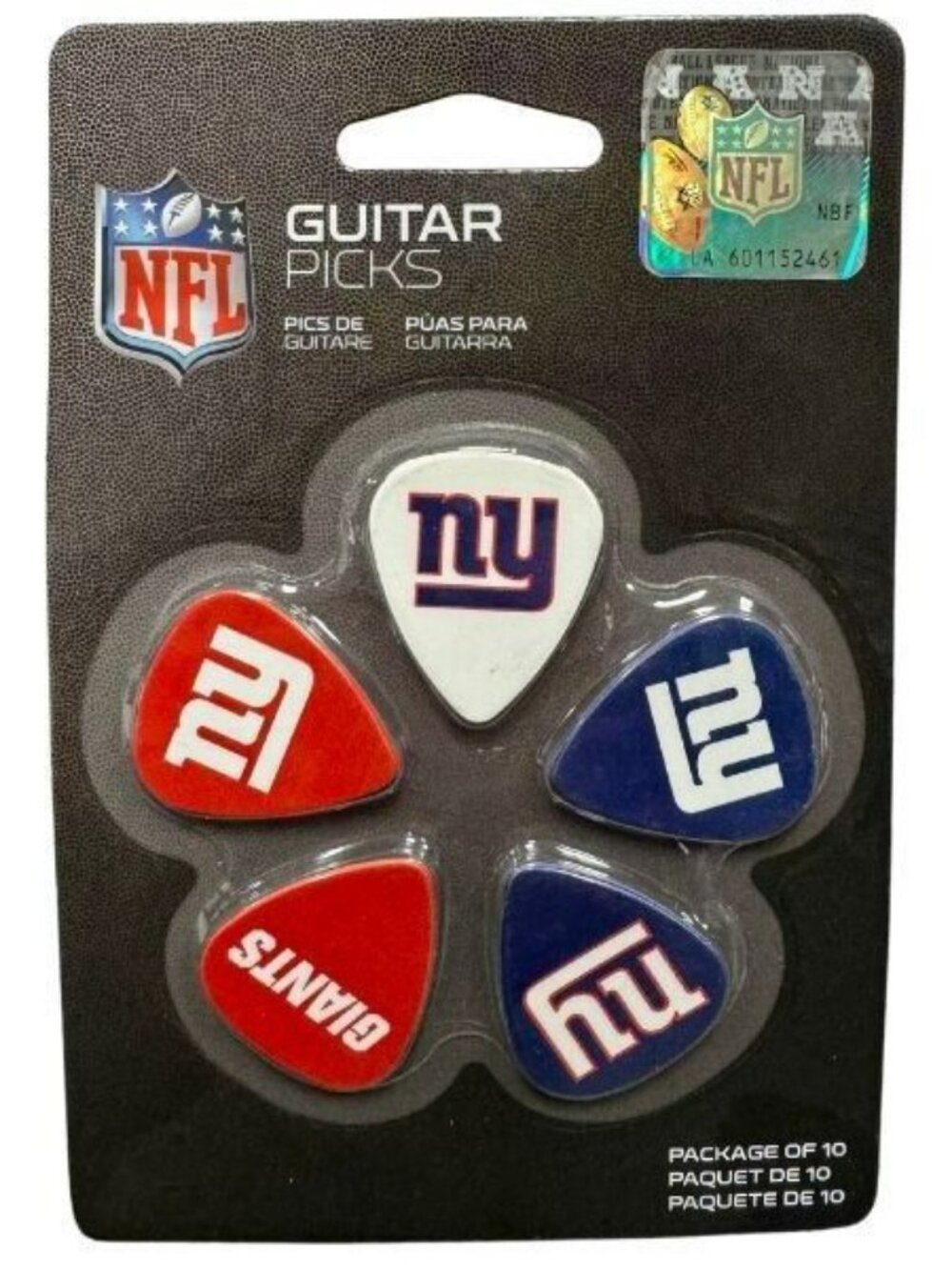 New York Giants Guitar Picks 10-Piece Set Woodrow Music NFL Official Merch